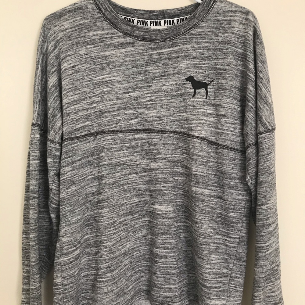 Heather Grey ‘Pink’ Crew Neck Sweater